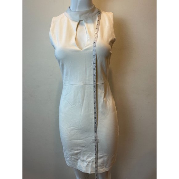 Lulu's Womens Bodycon Dress Front Keyhole Mock Neck Back Zip White Size Medium - Picture 7 of 12